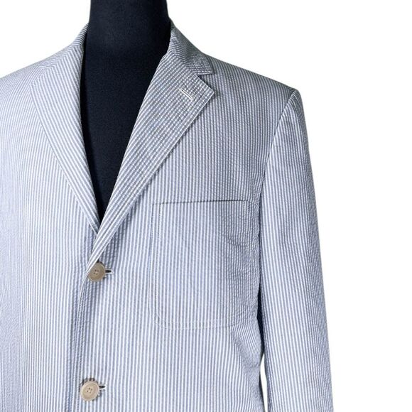Polo Ralph Lauren Mens Blazer Medium Blue White Seersucker Sport Coat Jacket - Picture 7 of 11